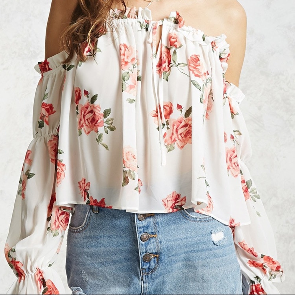Off the shoulder ruffle floral top